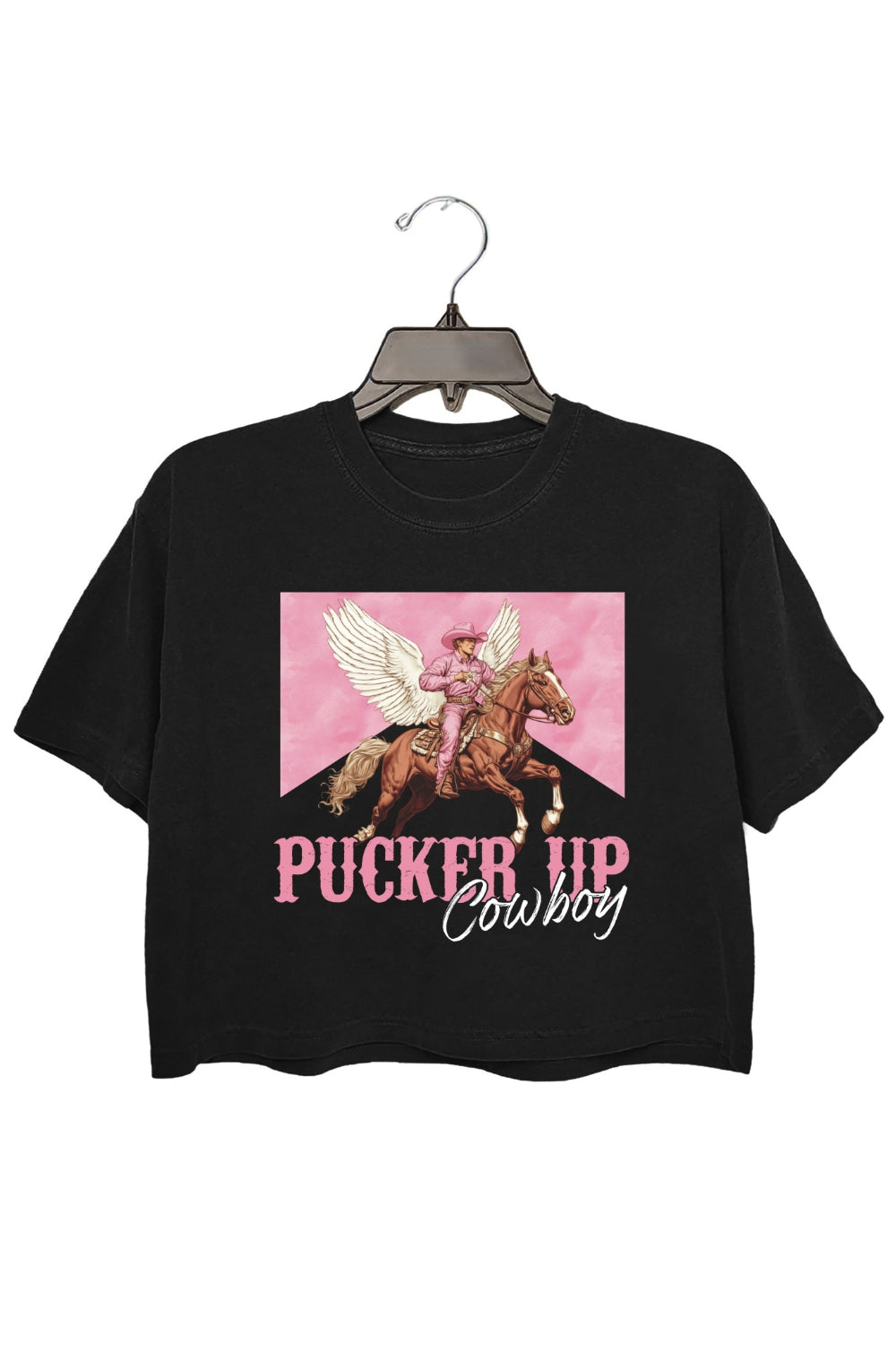 Pucker Up Cowboy Western Valentines Crop Top For Women