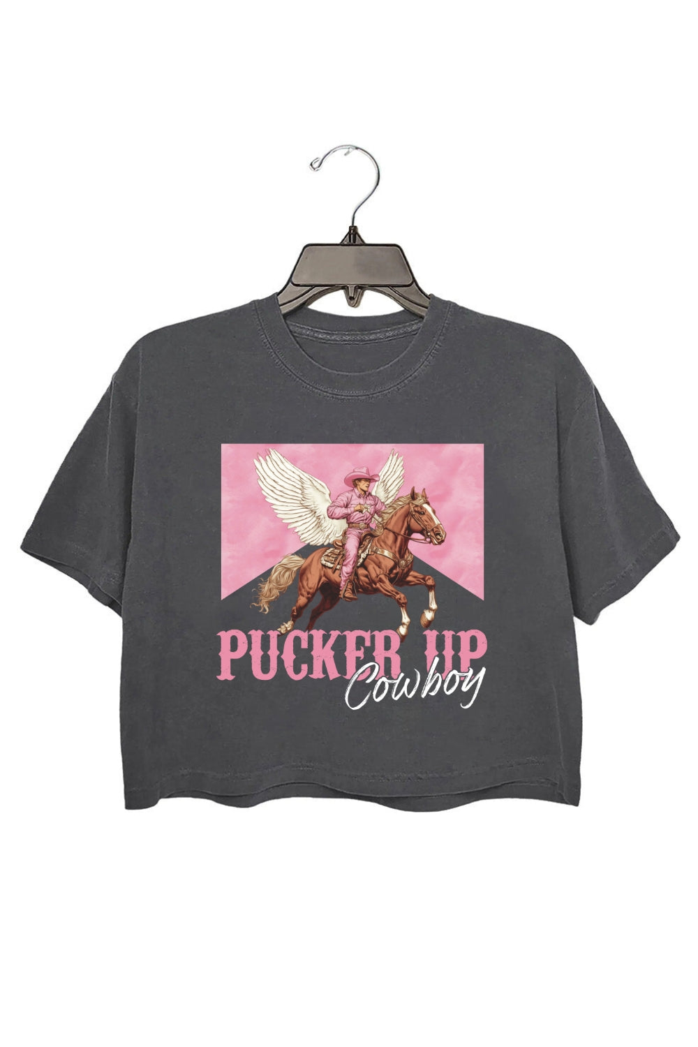Pucker Up Cowboy Western Valentines Crop Top For Women