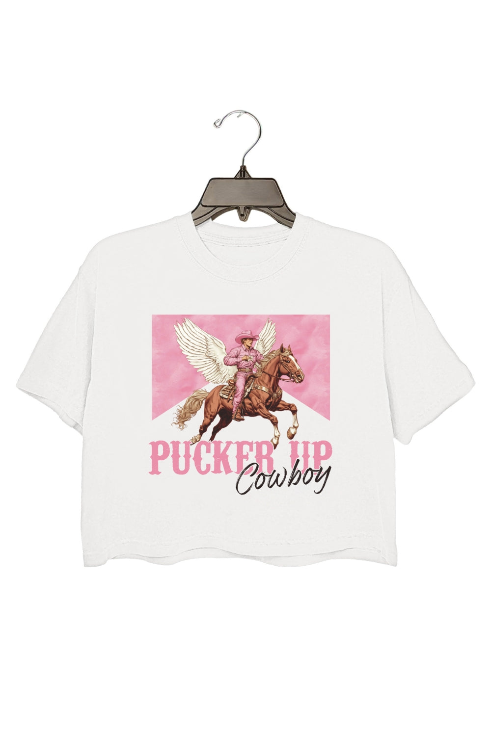Pucker Up Cowboy Western Valentines Crop Top For Women