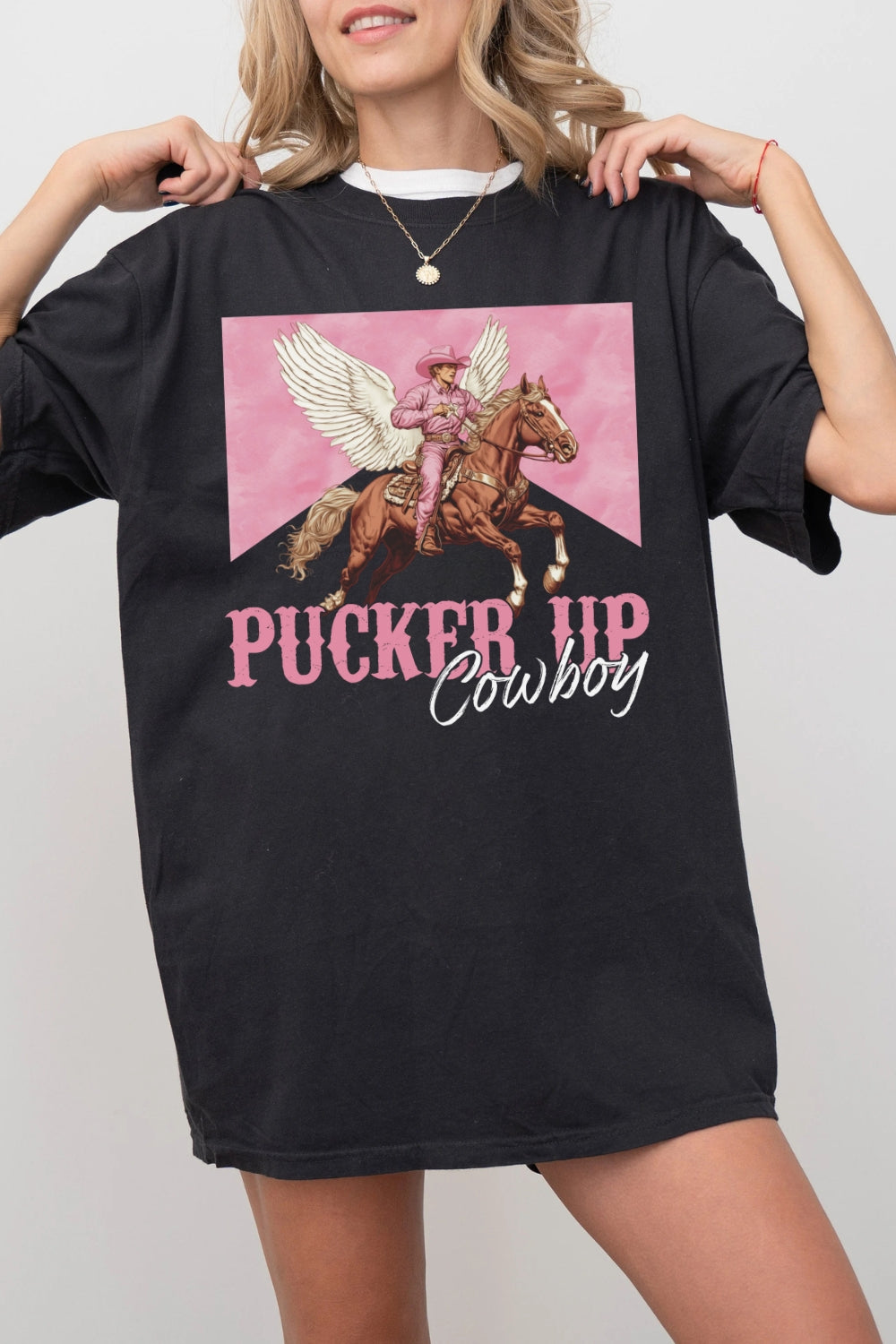 Pucker Up Cowboy Western Valentines Tee For Women