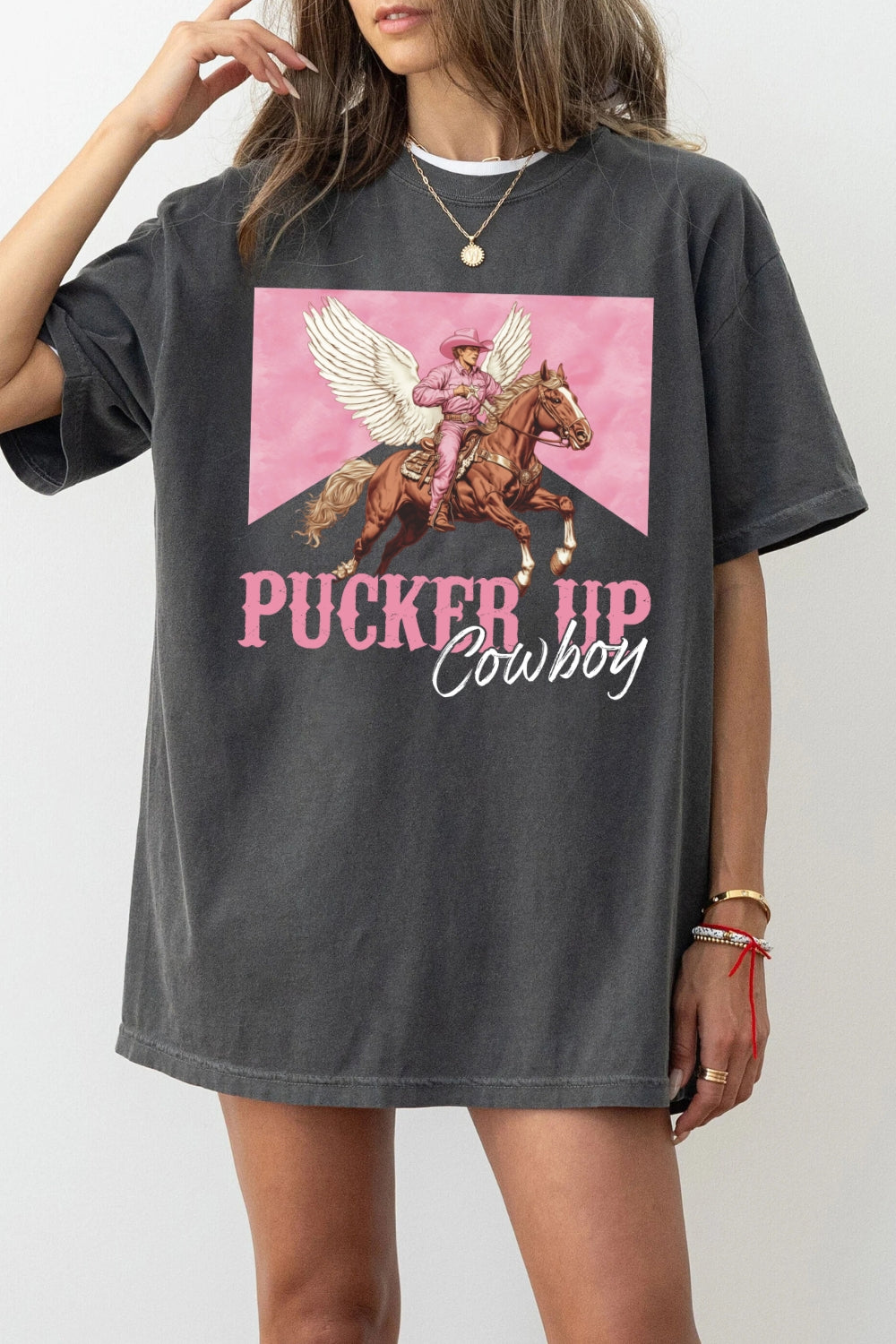 Pucker Up Cowboy Western Valentines Tee For Women