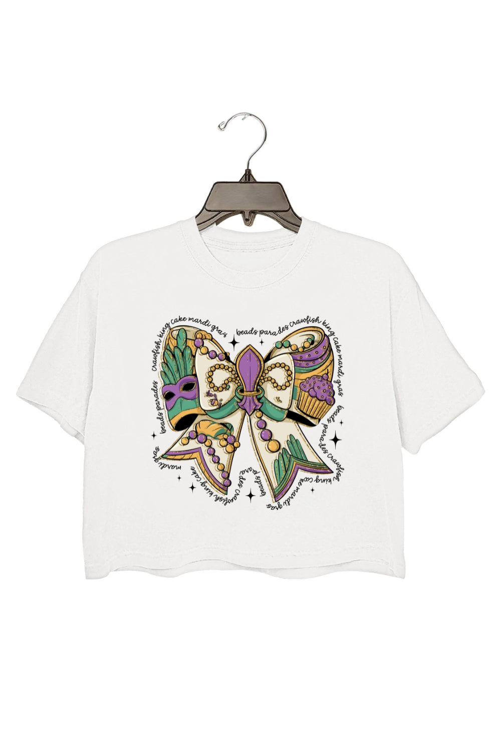 Mardi Gras Vibes Bow Crop Top For Women