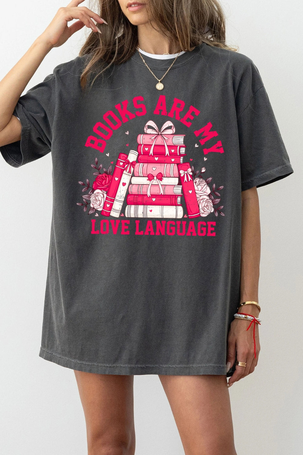 Books Are My Love Language Valentines Tee For Women