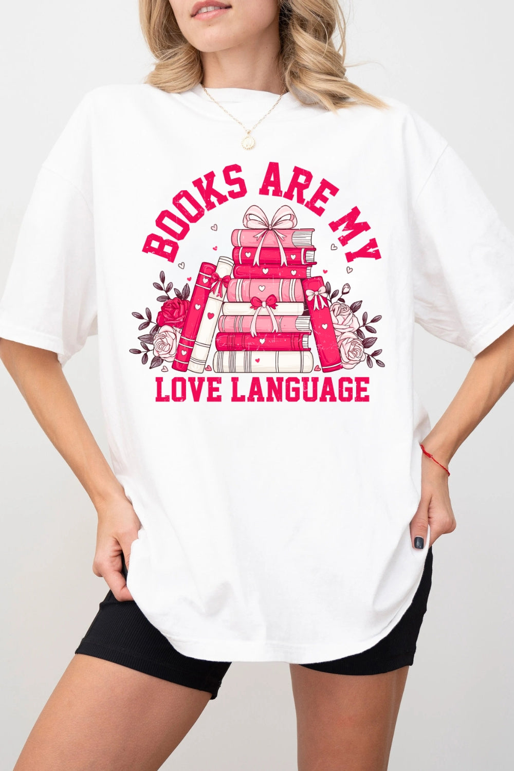Books Are My Love Language Valentines Tee For Women