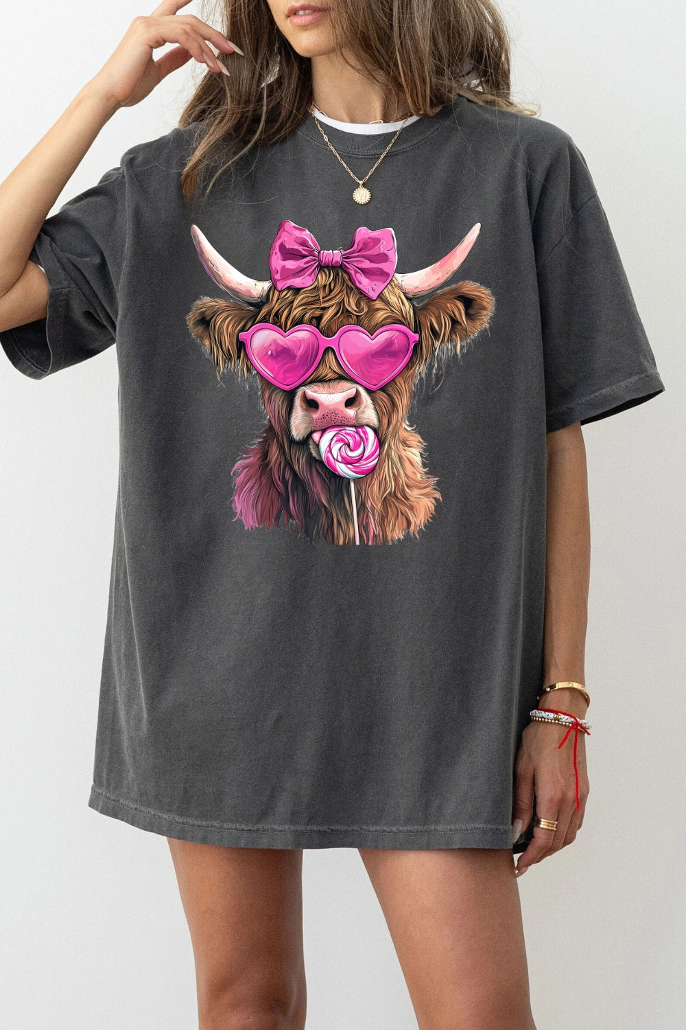 Highland Cow Valentine Tee For Women