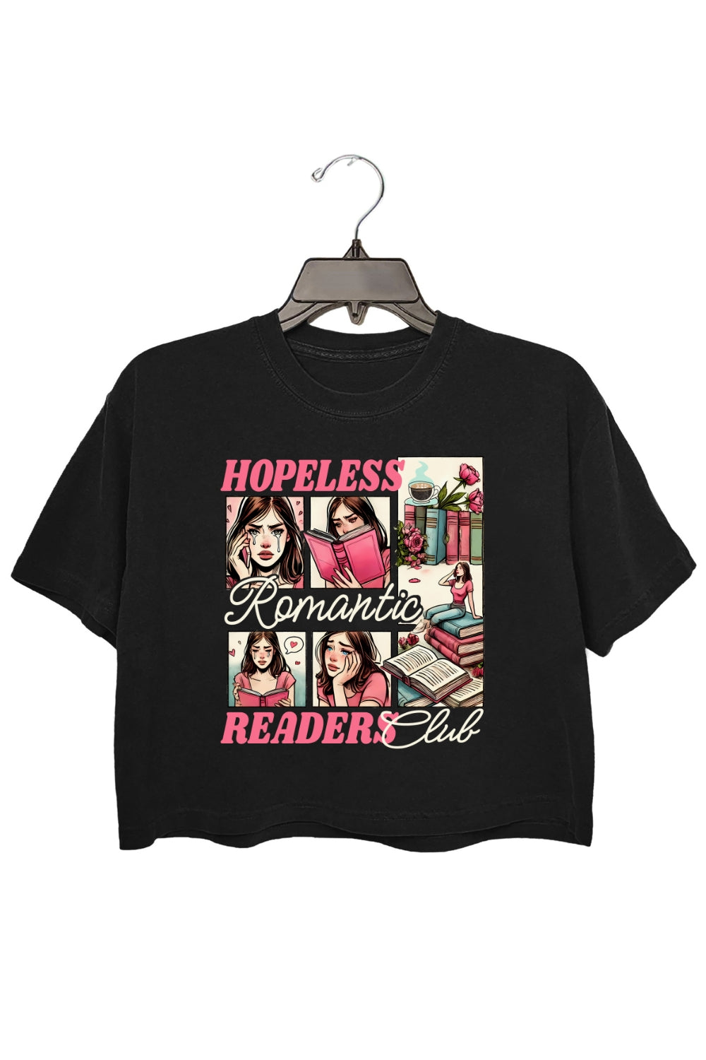 Hopeless Romantic Readers Book Club Crop Top For Women