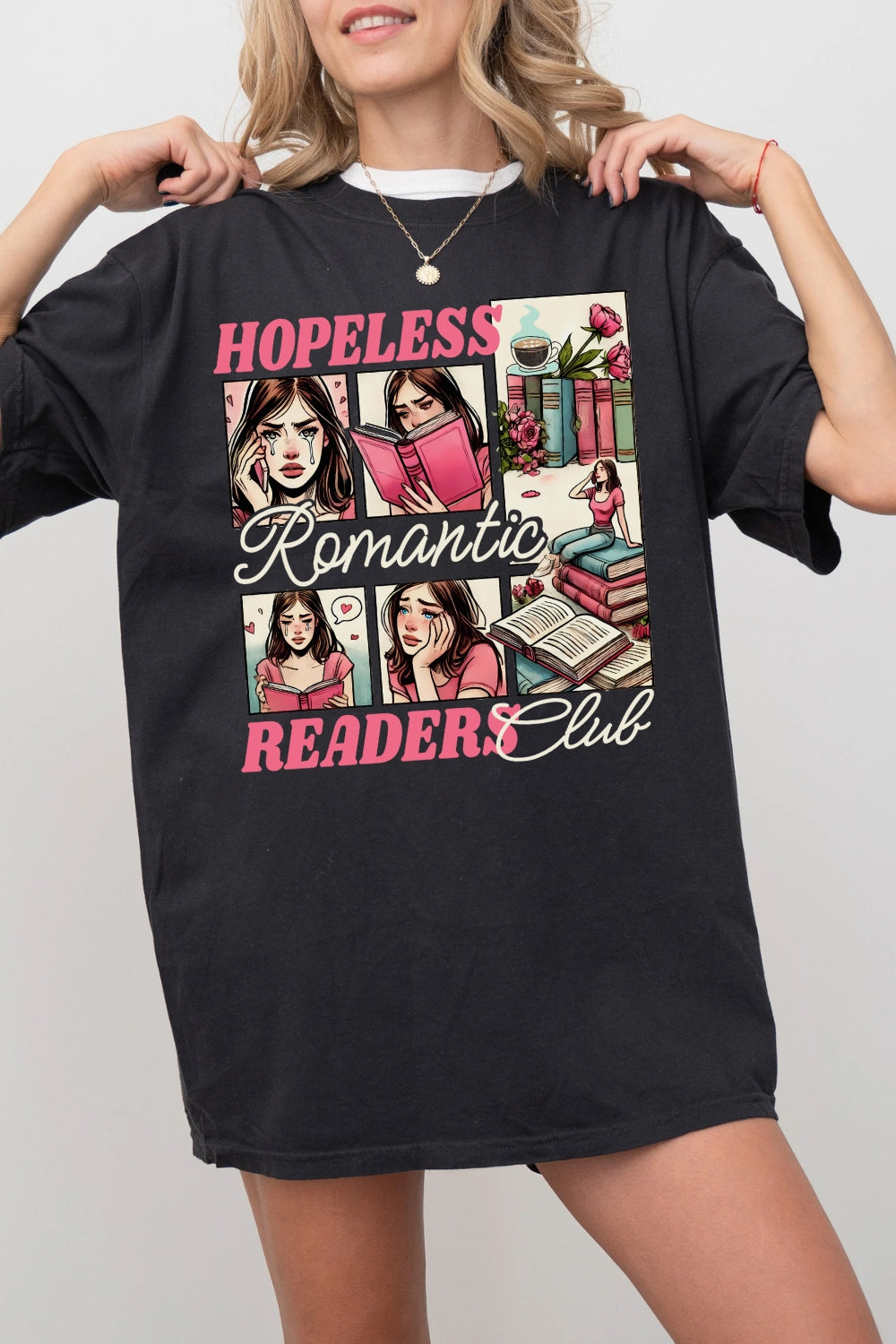 Hopeless Romantic Readers Book Club Tee For Women