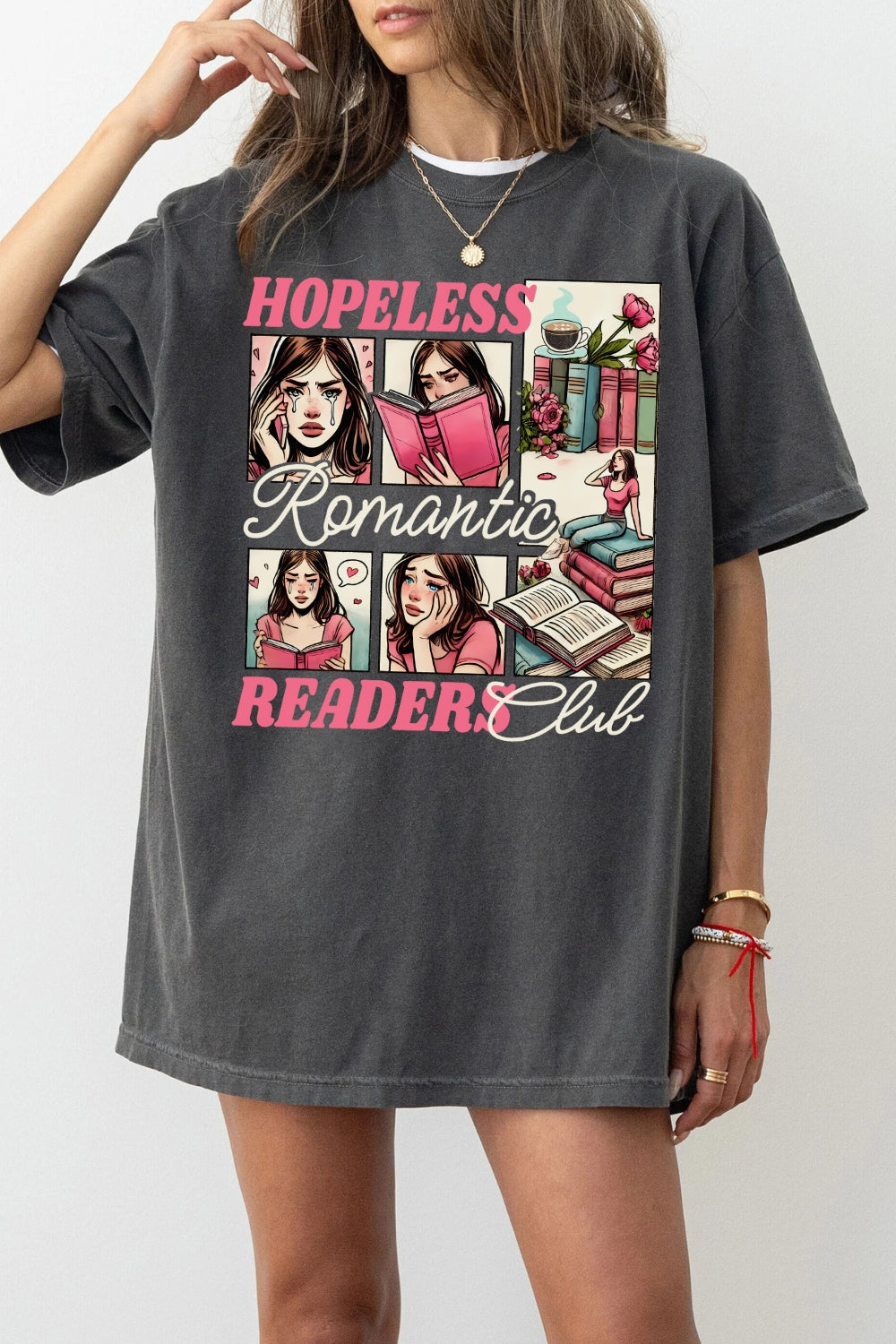 Hopeless Romantic Readers Book Club Tee For Women