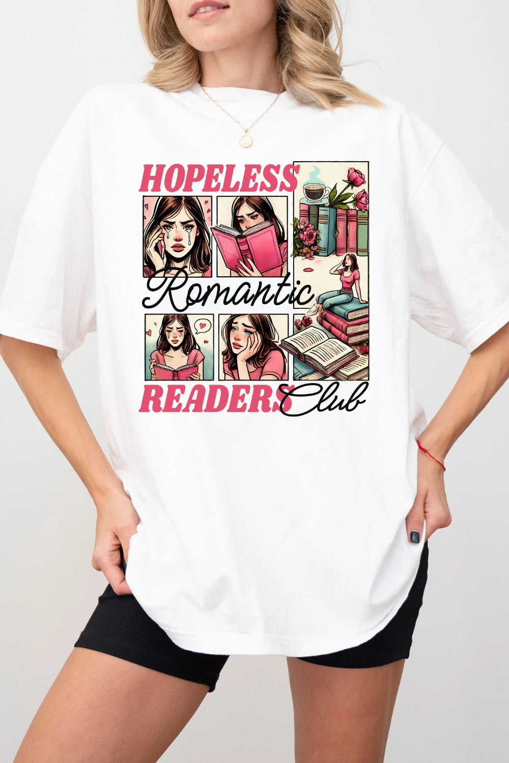 Hopeless Romantic Readers Book Club Tee For Women