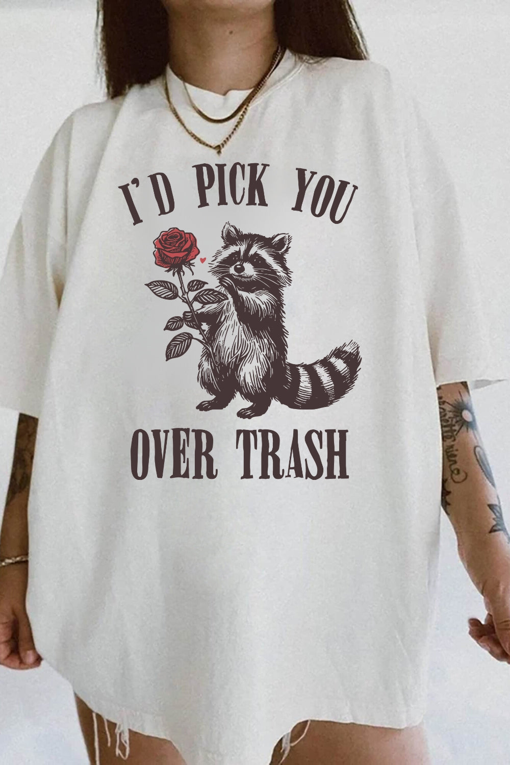 Funny Trash Raccoon Valentines Tee For Women