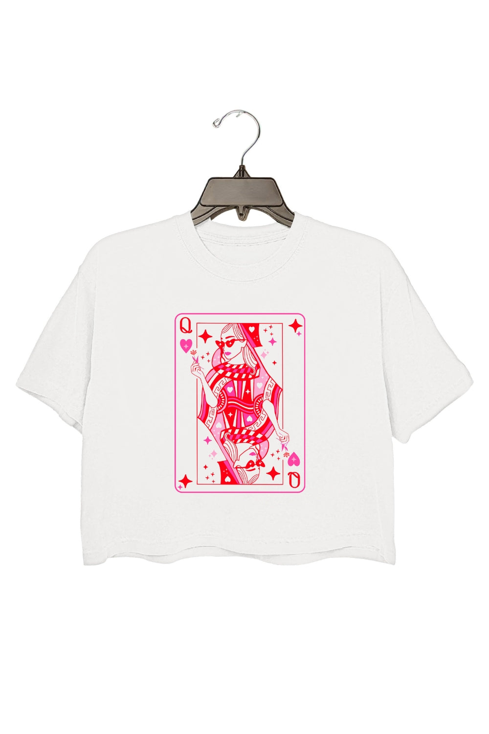 Queen Of Hearts Cute Playing Card Crop Top For Women