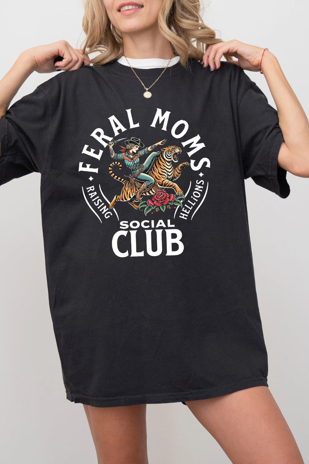 Feral Mom Socials Club Tee For Women