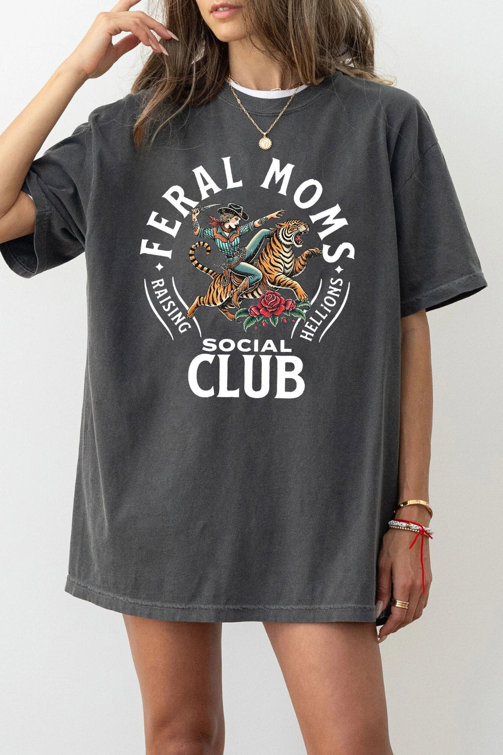 Feral Mom Socials Club Tee For Women