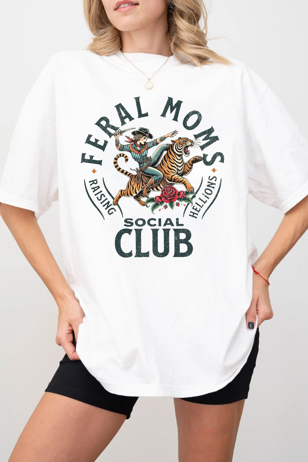Feral Mom Socials Club Tee For Women