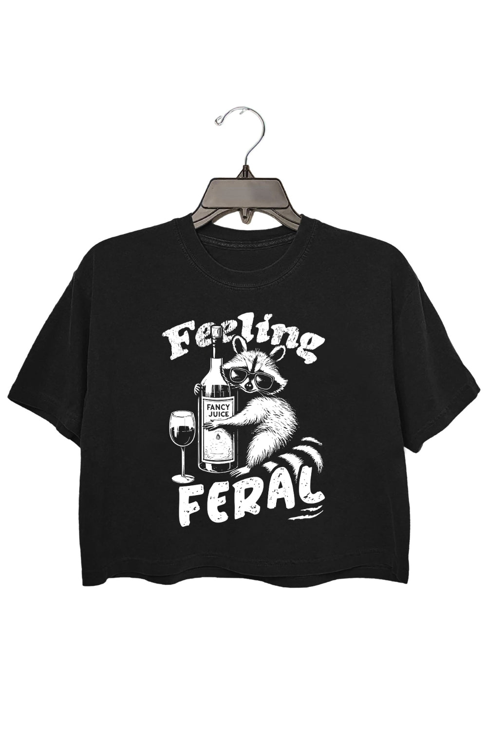 Feeling Feral Raccoon Drinking Crop Top For Women