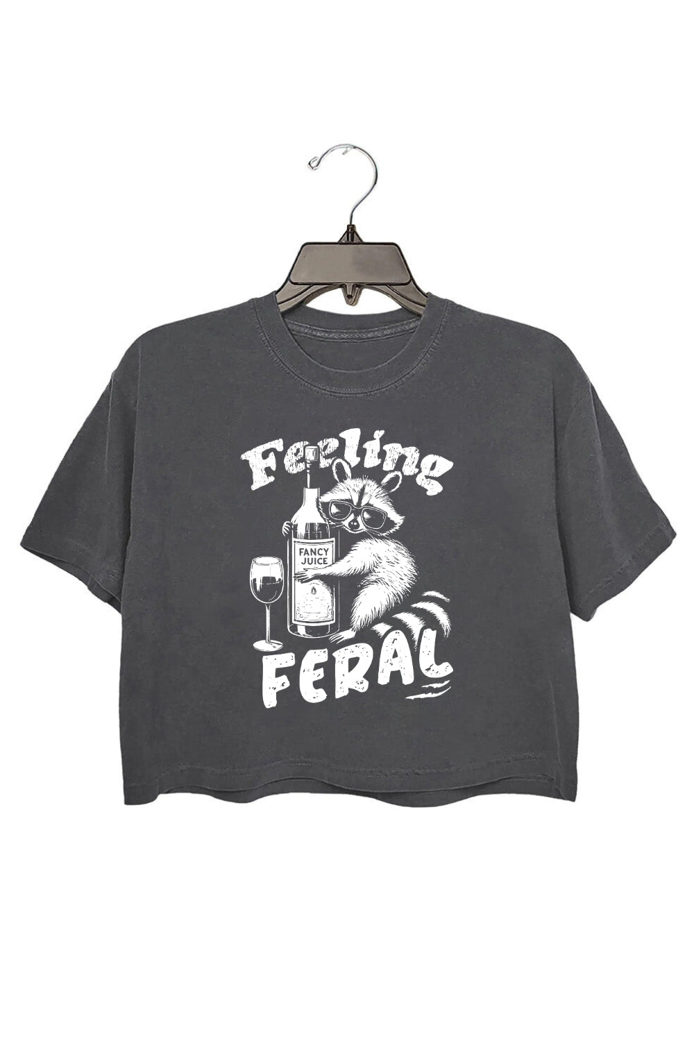 Feeling Feral Raccoon Drinking Crop Top For Women