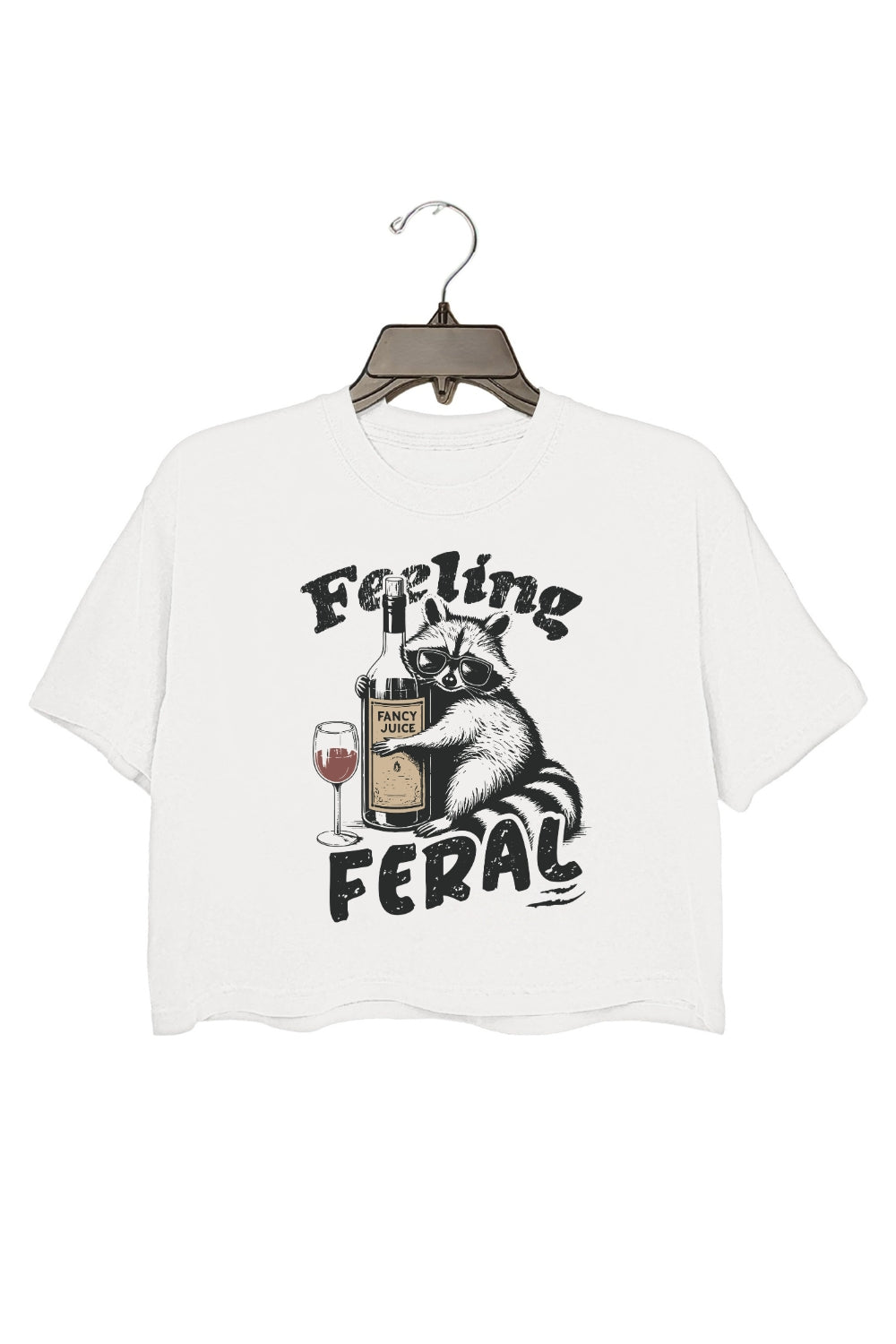 Feeling Feral Raccoon Drinking Crop Top For Women