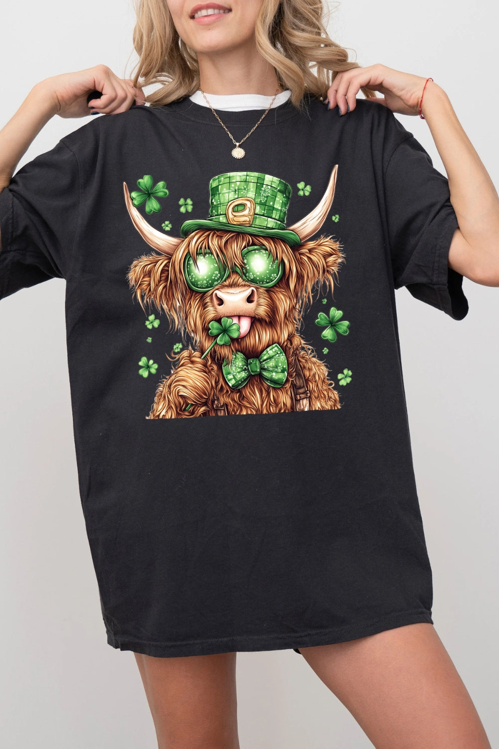 Highland Cow St. Patrick's Day Tee For Women
