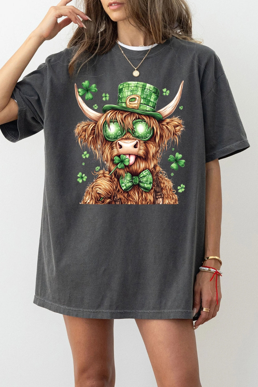 Highland Cow St. Patrick's Day Tee For Women
