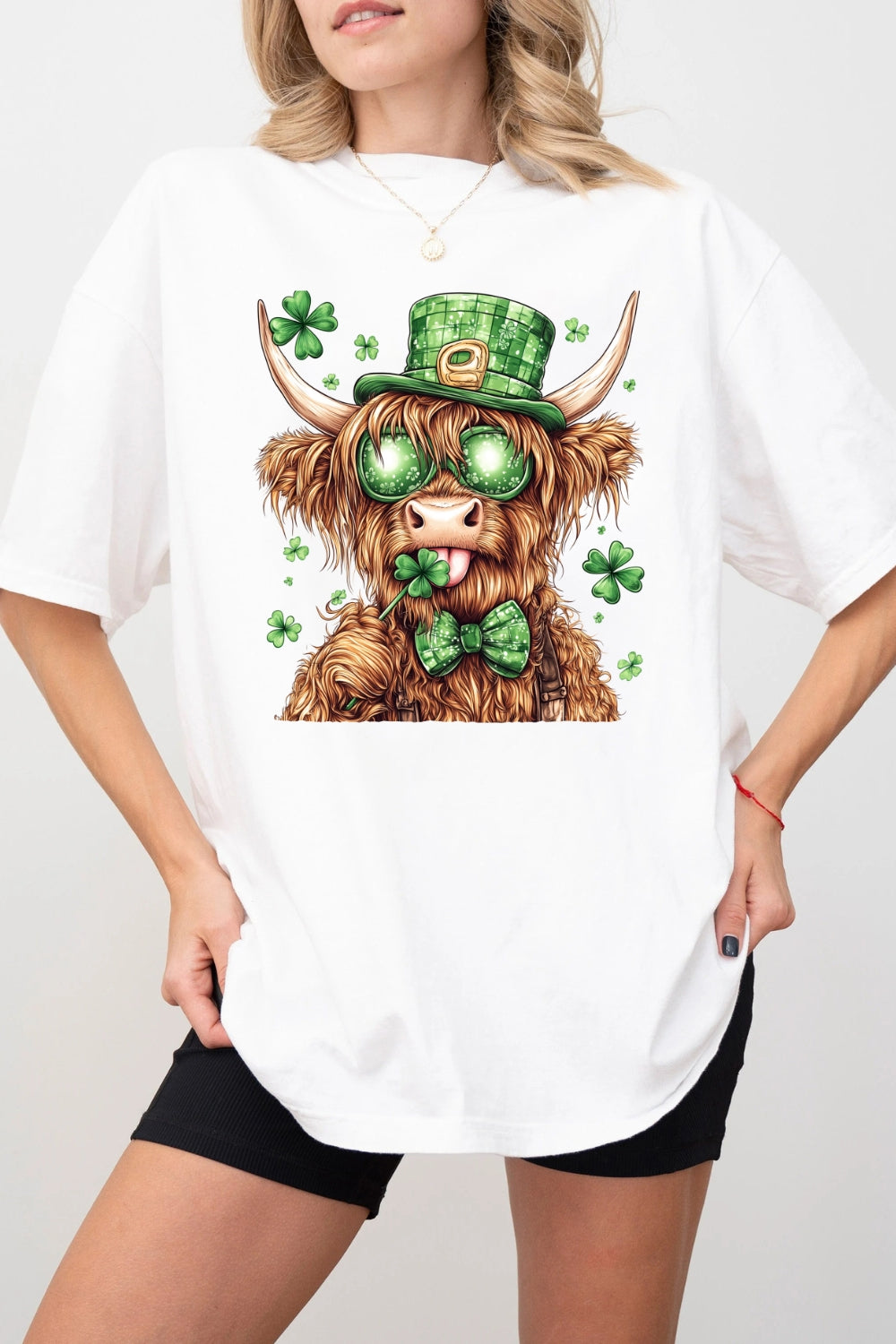 Highland Cow St. Patrick's Day Tee For Women