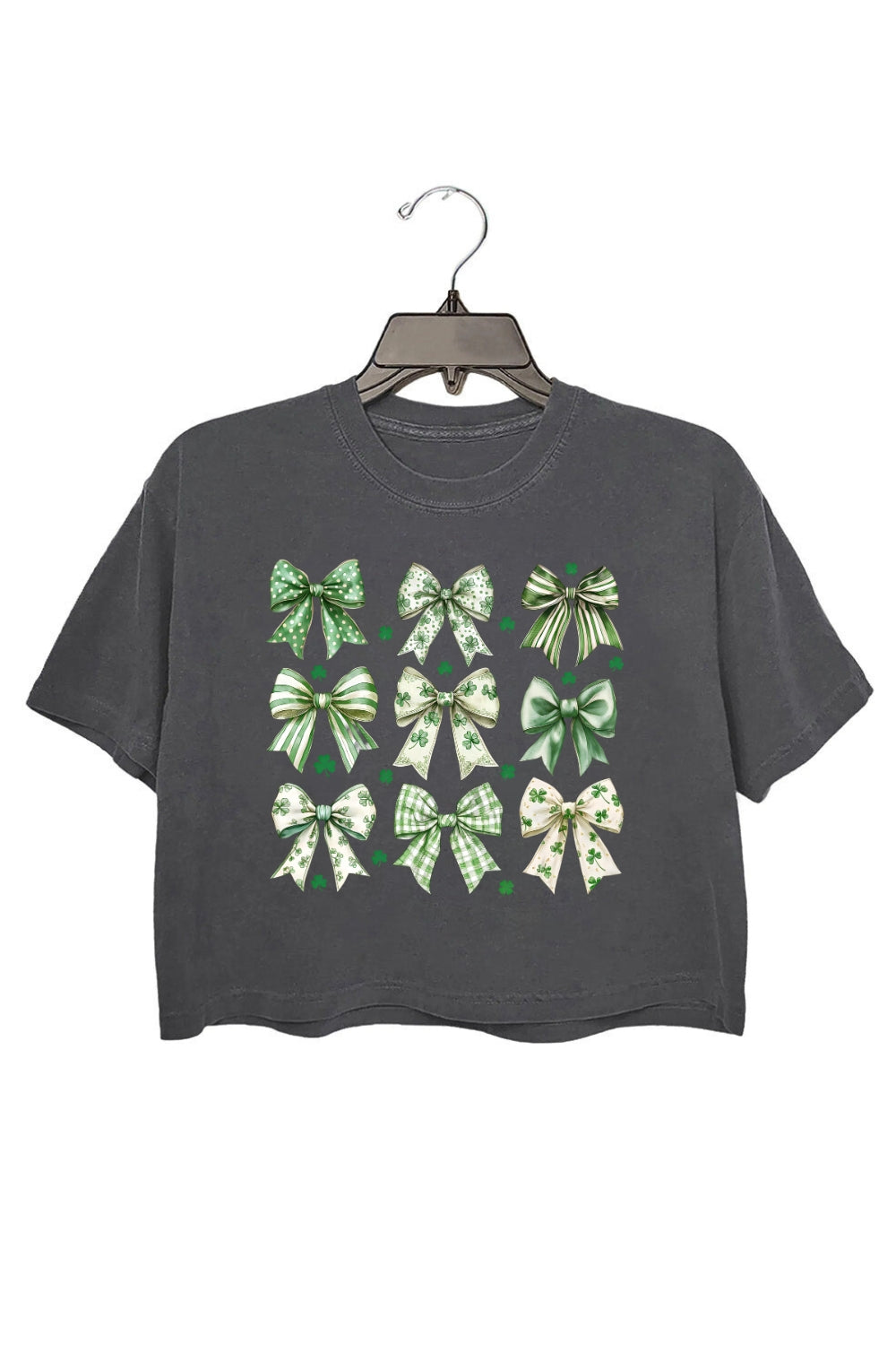 Retro Coquette Bow St Patrick's Day Crop Top For Women