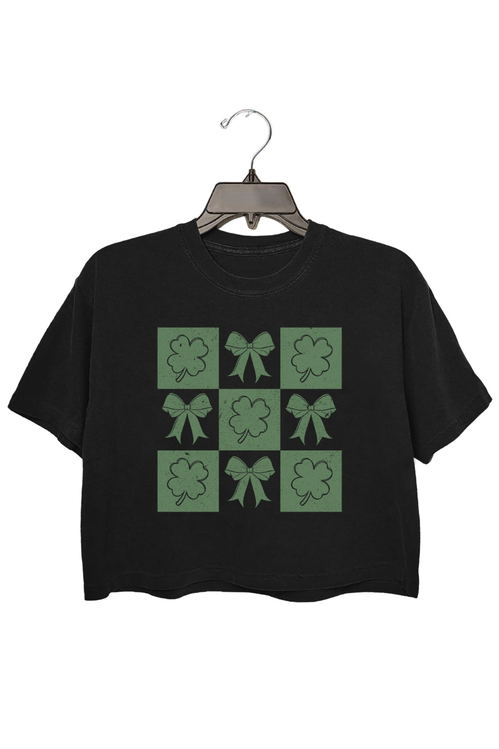 Retro Checkered St Patrick's Day Crop Top For Women