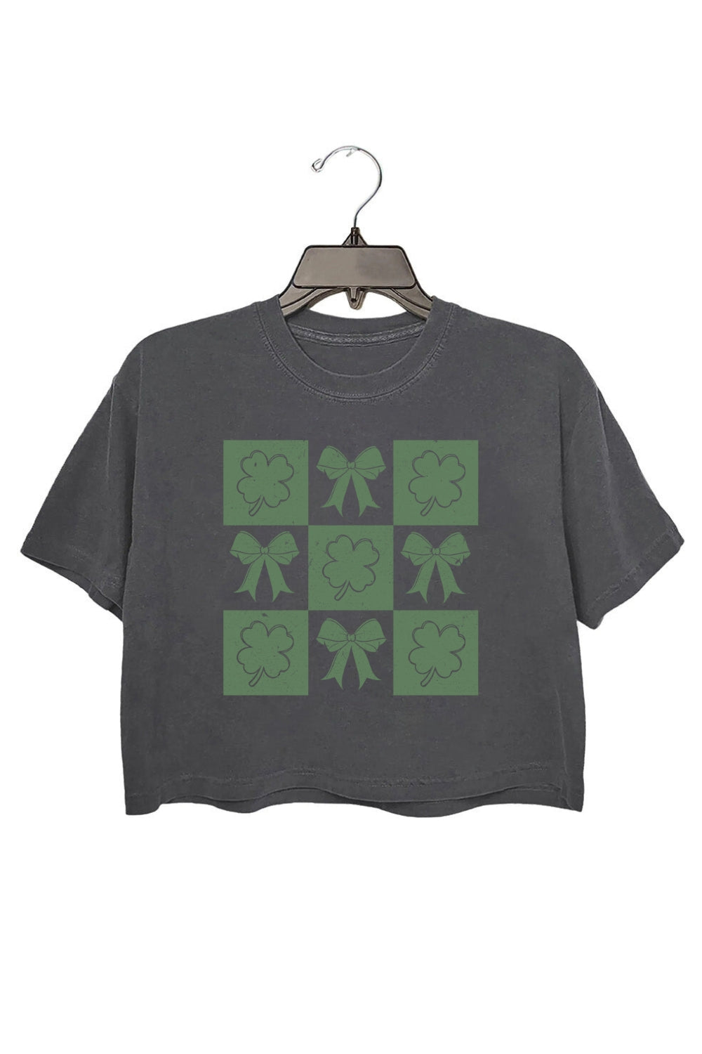 Retro Checkered St Patrick's Day Crop Top For Women