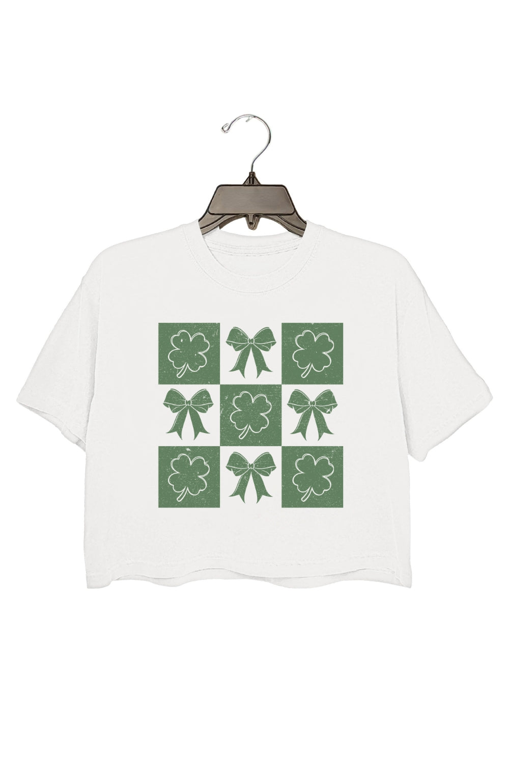 Retro Checkered St Patrick's Day Crop Top For Women