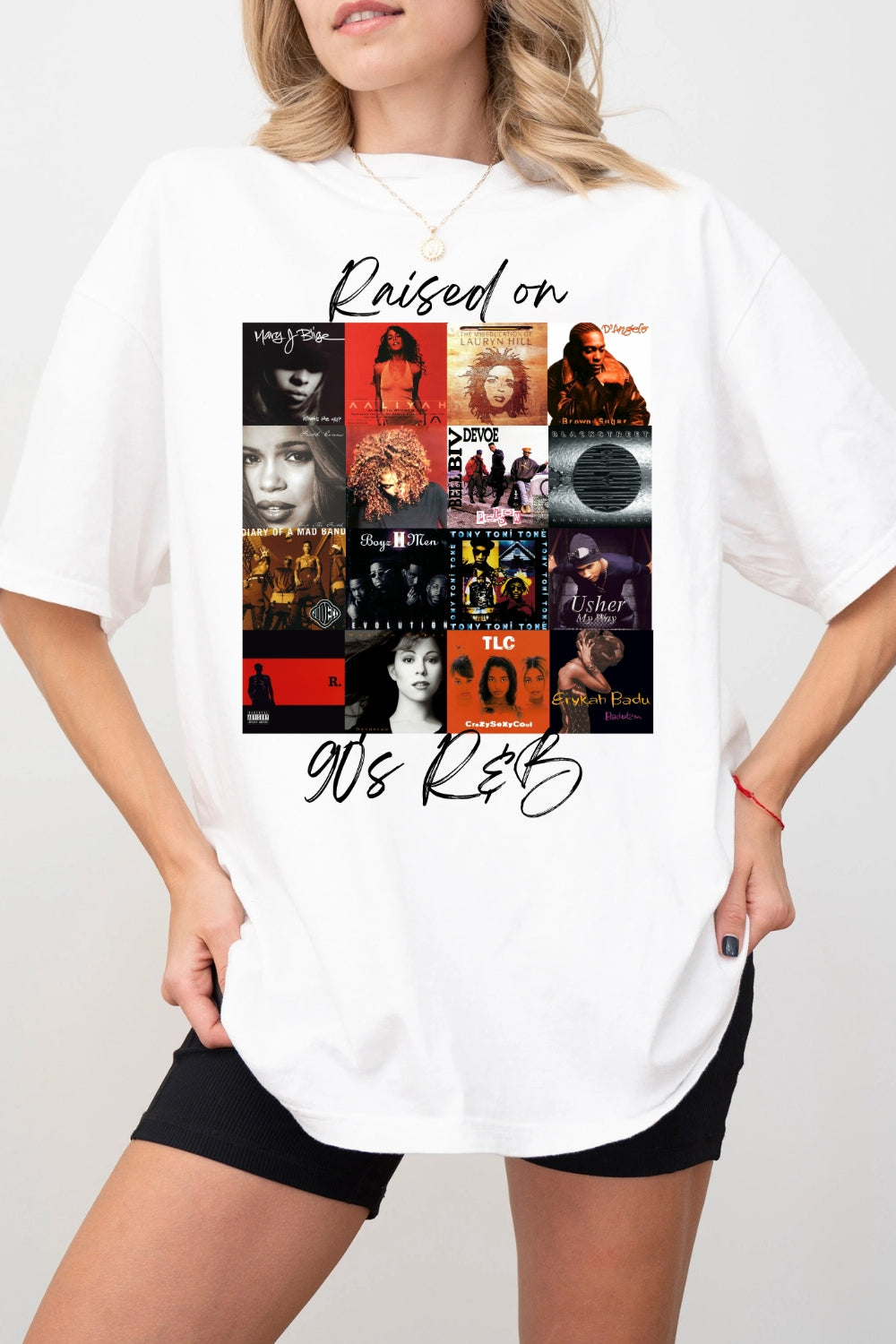 Raised On 90's R&B Album Cover Tee For Women