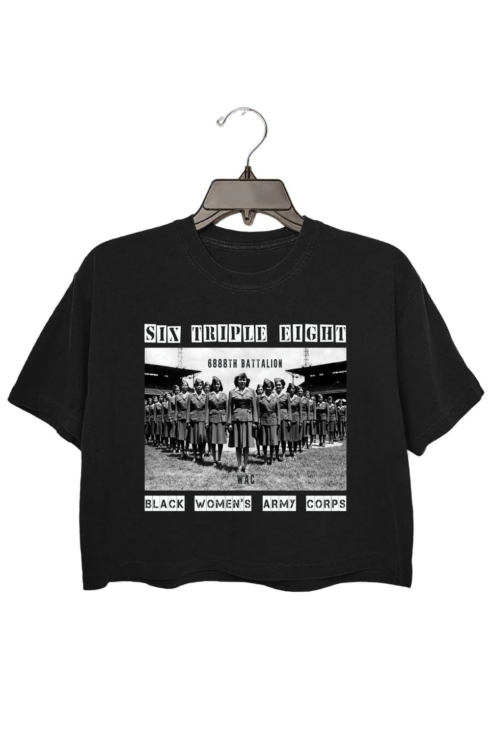 6888th Six Triple Eight Black Women's Army Crop Top For Women