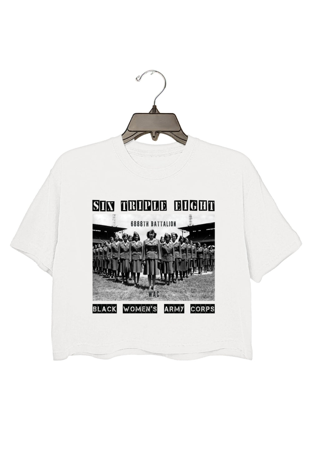 6888th Six Triple Eight Black Women's Army Crop Top For Women