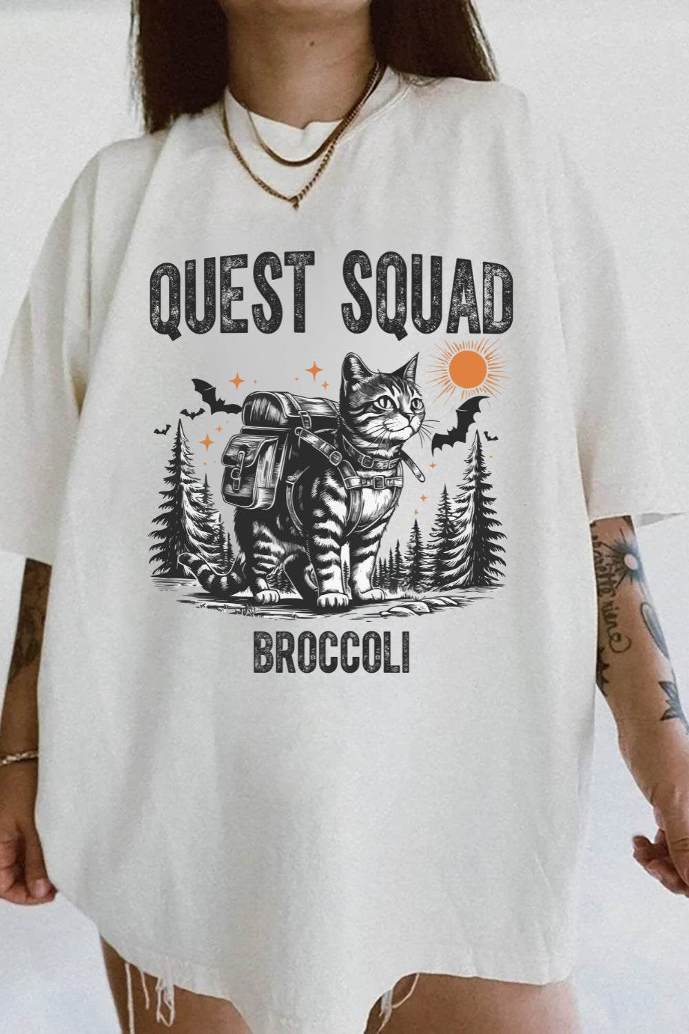 Quest Fantasy Squad Broccoli Cat Tee For Women