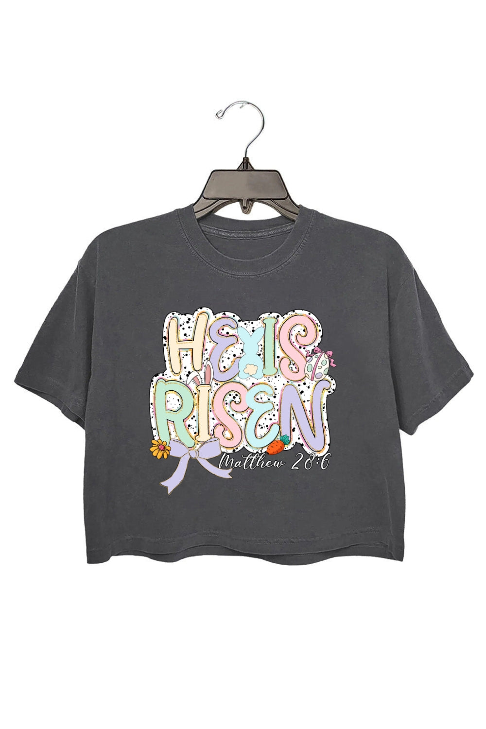 He Is Risen Glitter Easter Coquette Crop Top For Women