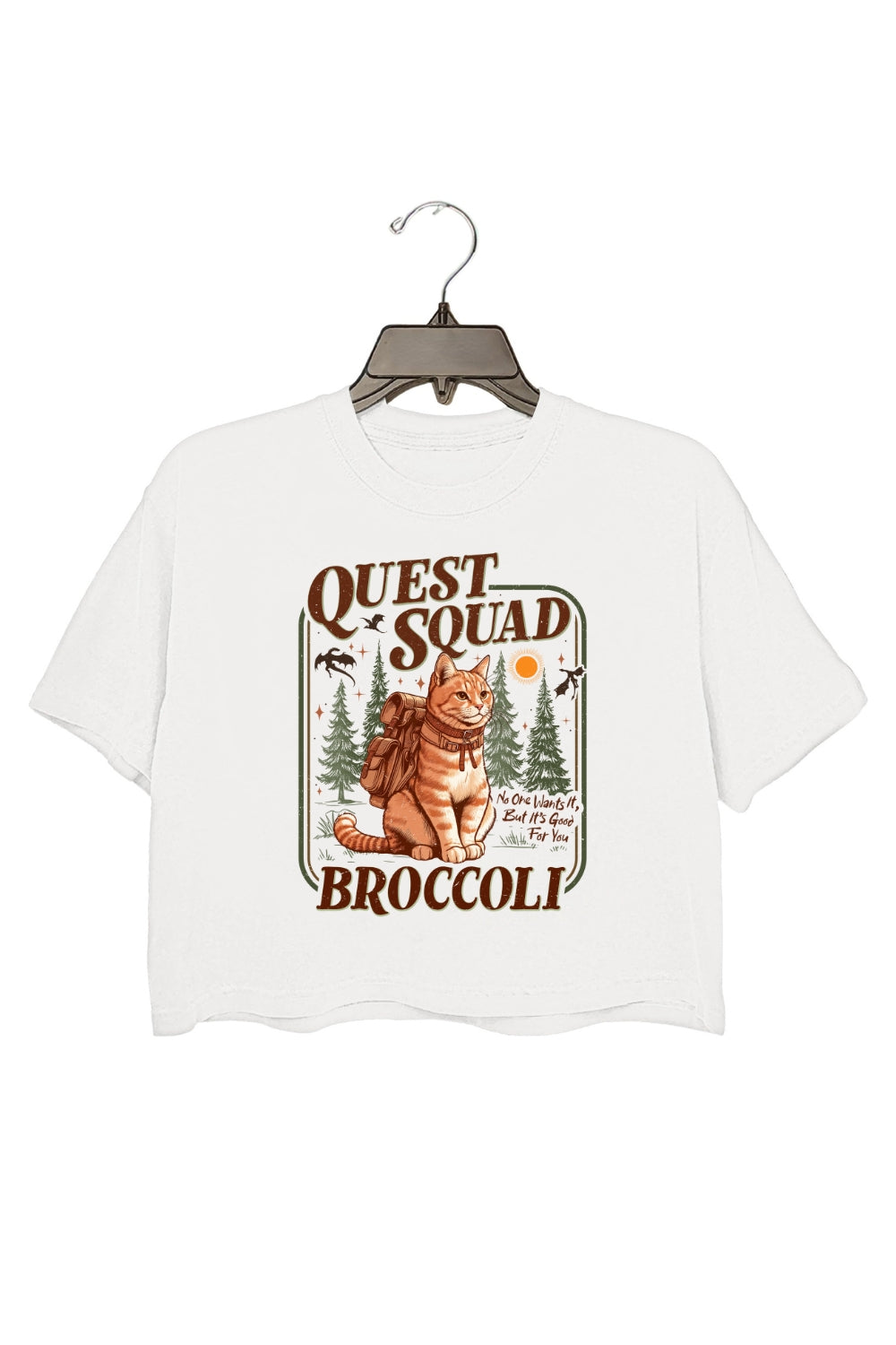 Onyx Storm Quest Squad Broccoli Cat Crop Top For Women