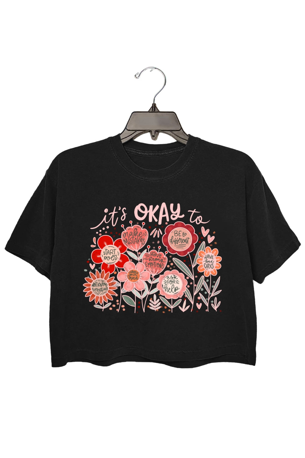It's Okay To Boho Floral Mental Health Crop Top For Women