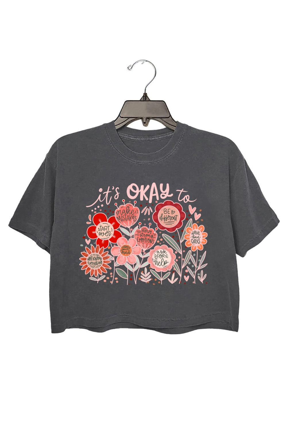 It's Okay To Boho Floral Mental Health Crop Top For Women
