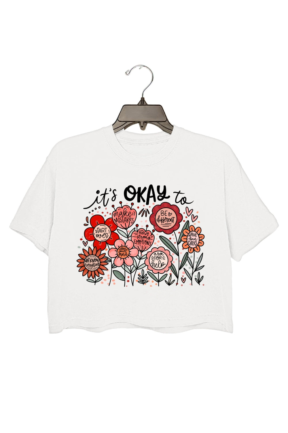 It's Okay To Boho Floral Mental Health Crop Top For Women