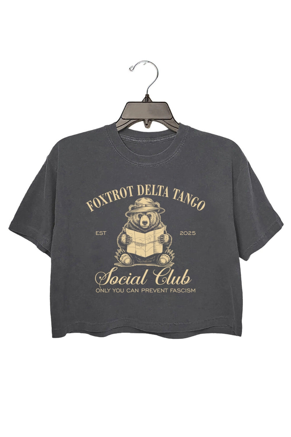 Foxtrots Deltas Tangos Social Club Bear Crop Top For Women