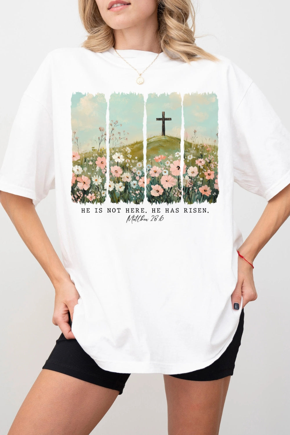 He Is Not Here, He Has Risen Floral Tee For Women