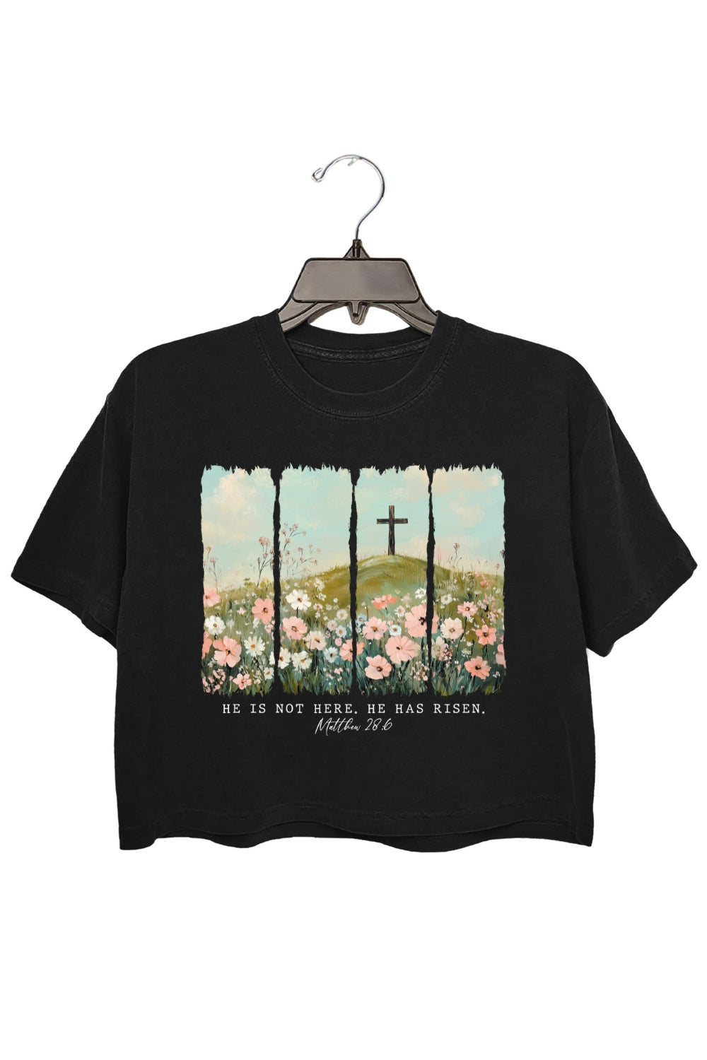 He Is Not Here, He Has Risen Floral Crop Top For Women
