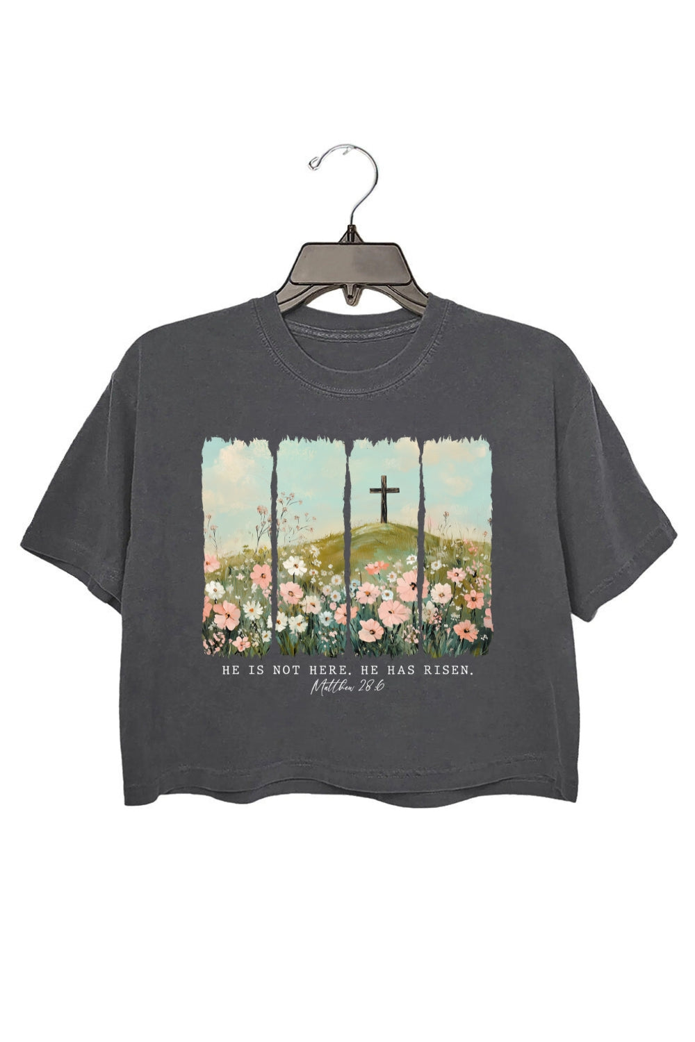 He Is Not Here, He Has Risen Floral Crop Top For Women