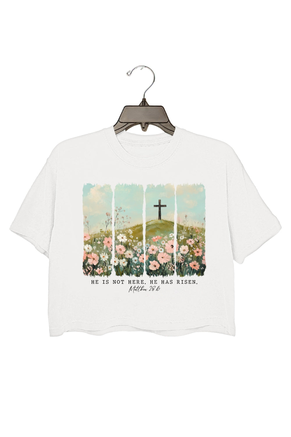 He Is Not Here, He Has Risen Floral Crop Top For Women