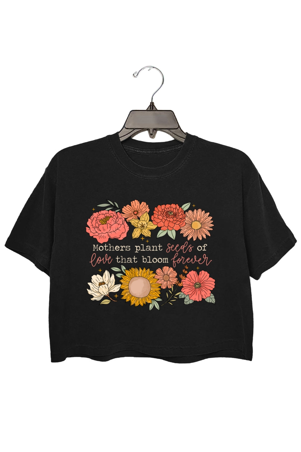 Retro Floral Mama Quote Crop Top For Women