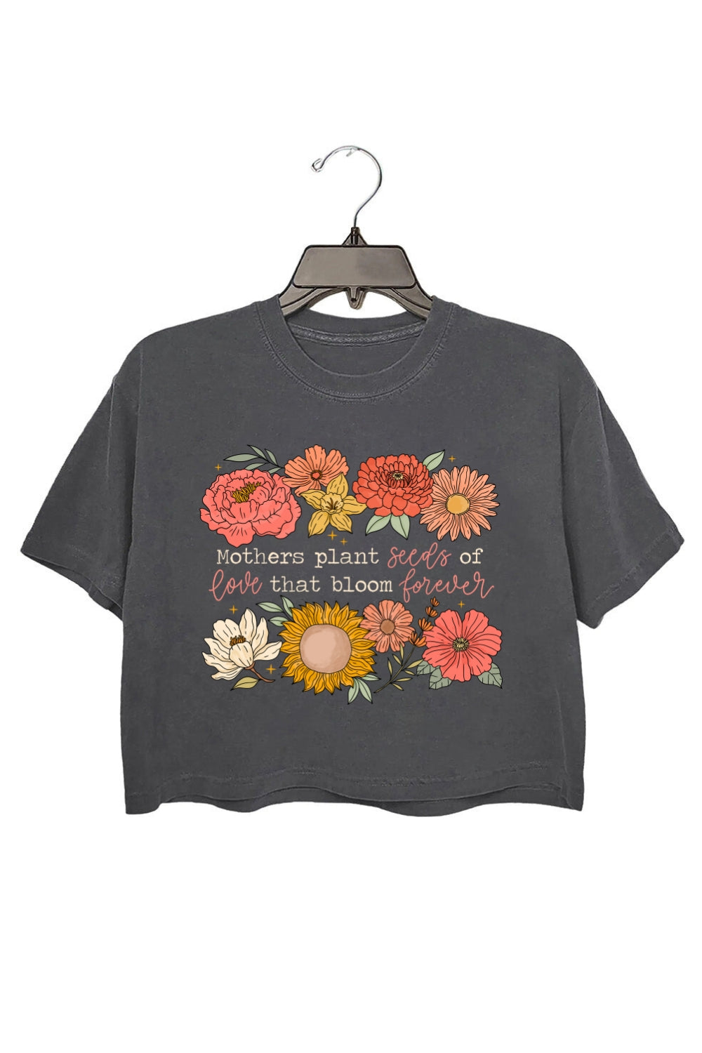 Retro Floral Mama Quote Crop Top For Women