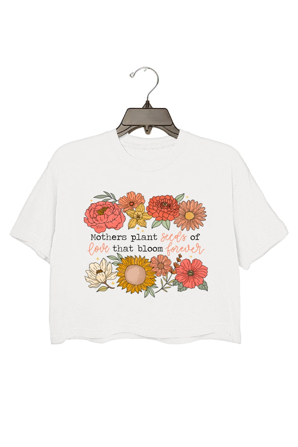 Retro Floral Mama Quote Crop Top For Women
