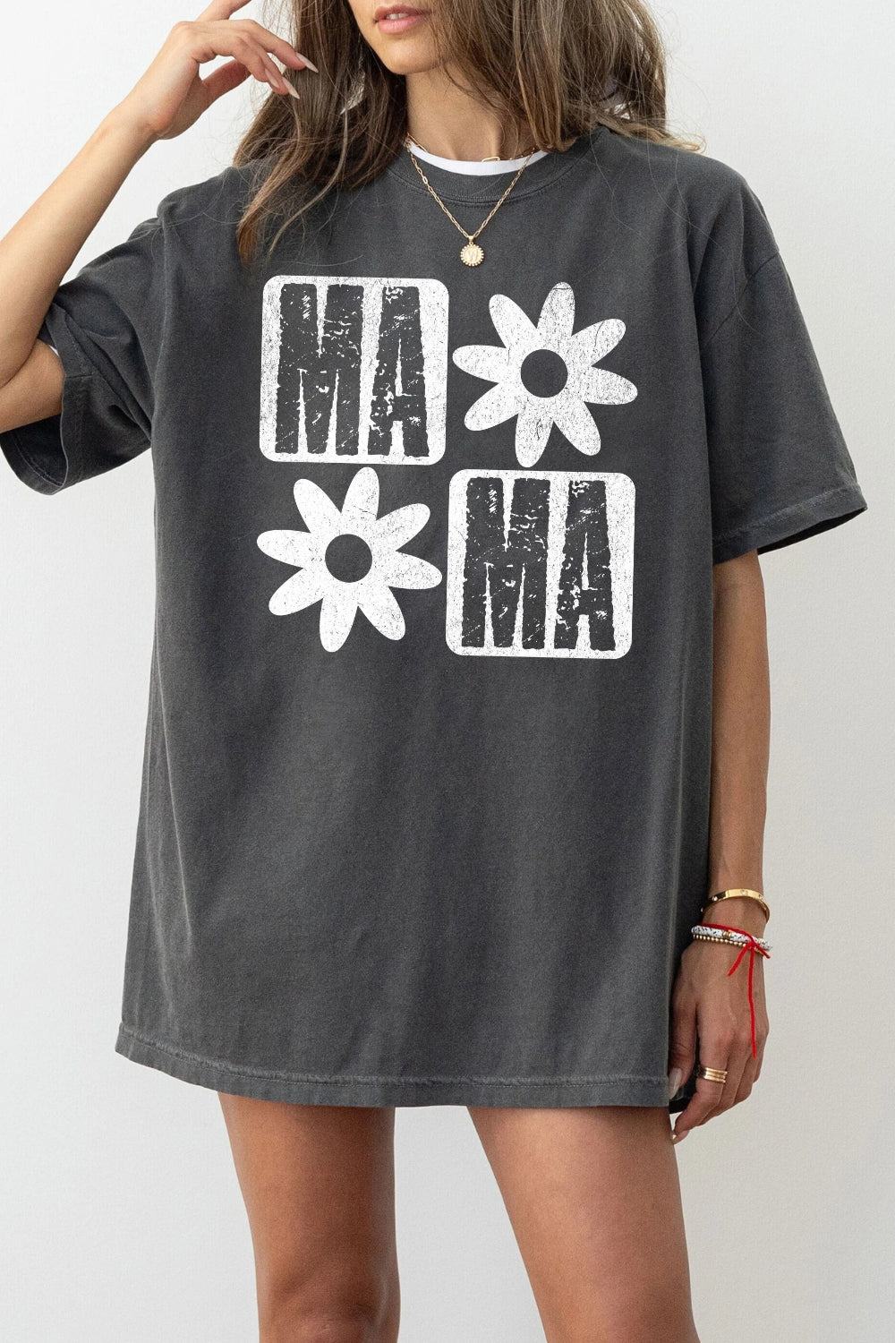 Checker Floral Mama Tee For Women