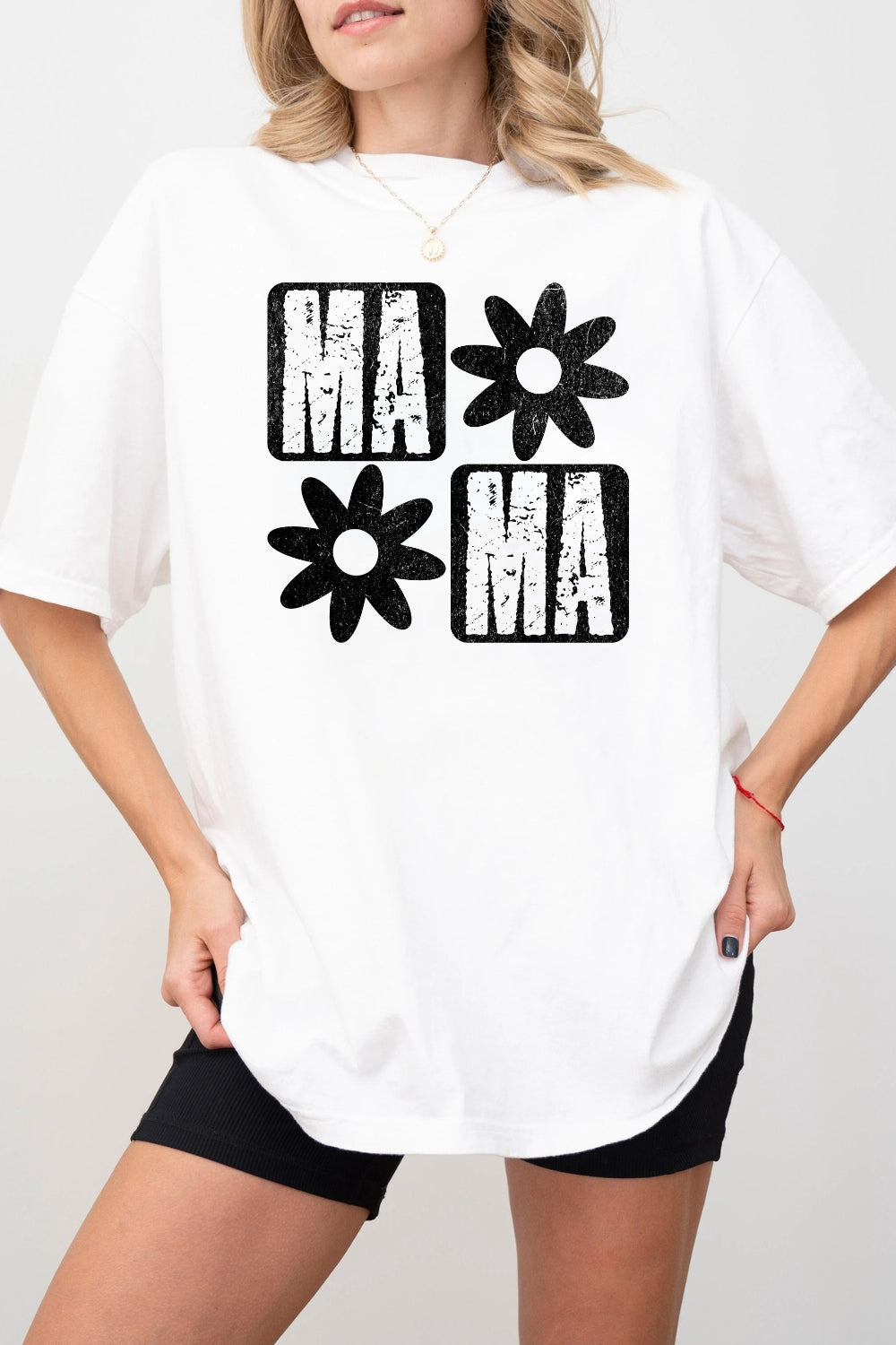 Checker Floral Mama Tee For Women