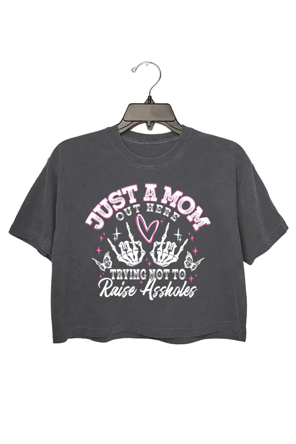 Just A Mom Funny Skeleton Crop Top For Women