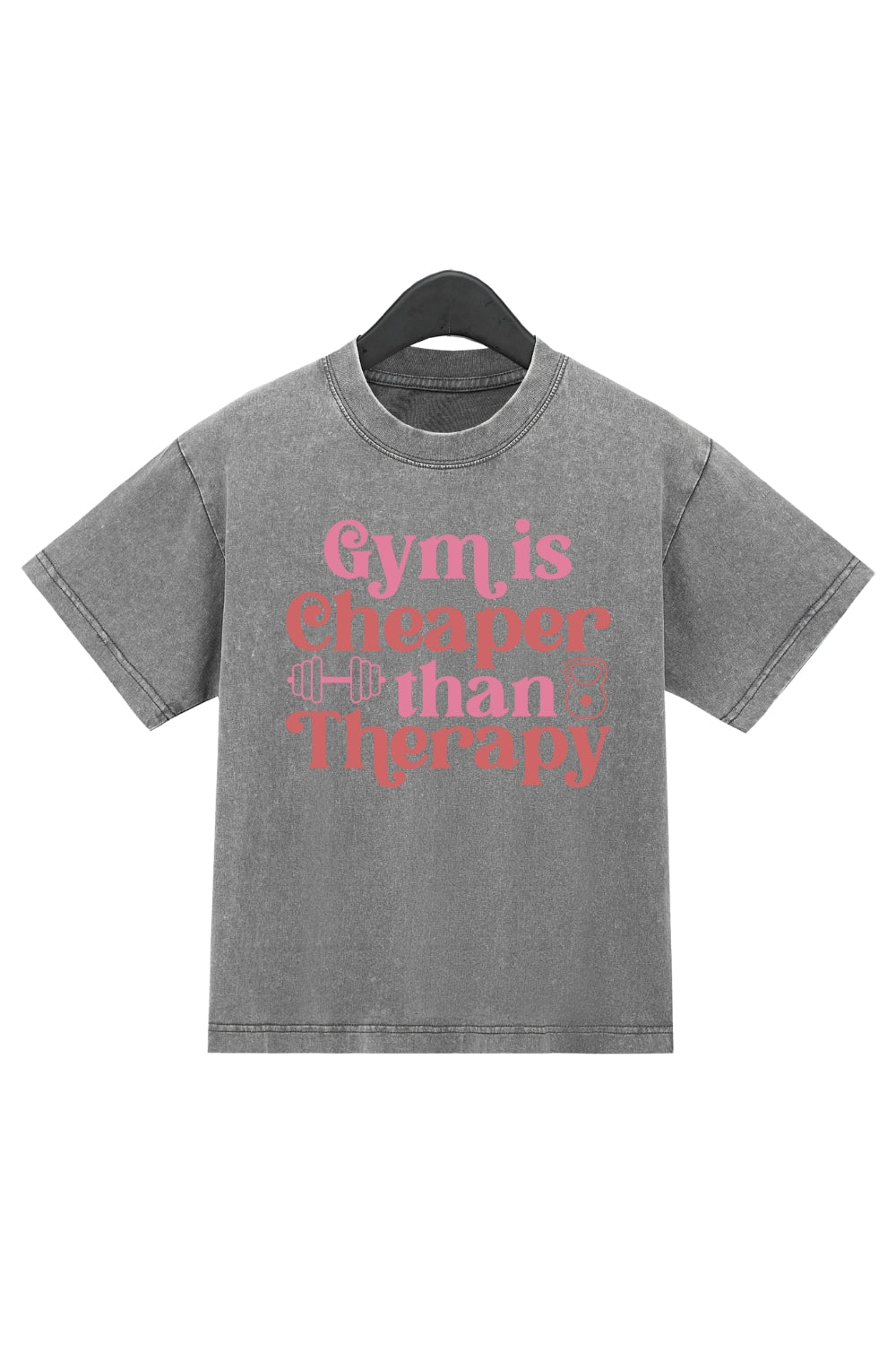 Gym Is Cheaper Than Therapy Washed Crop Top For Women