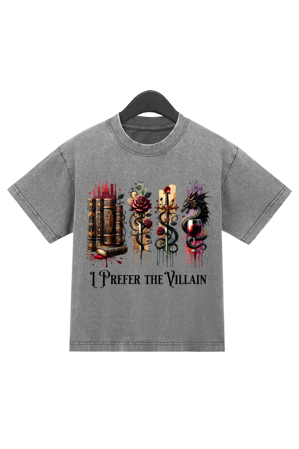 I Prefer The Villain Book Lover Washed Crop Top For Women